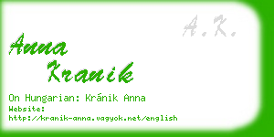 anna kranik business card
